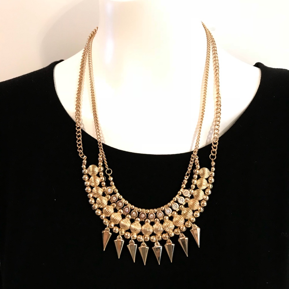 Gold statement layered necklace ShopAdore boutique